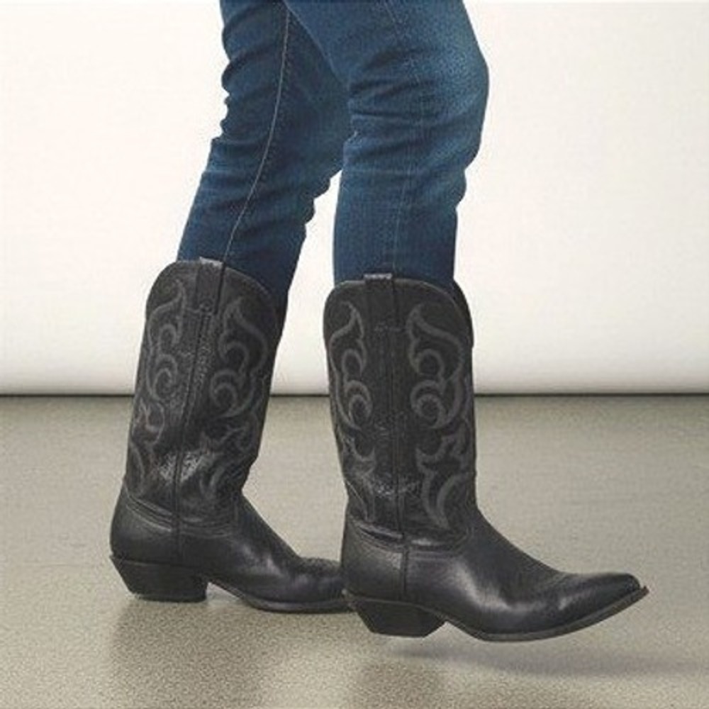 Nocona Mens‎ 9.5 Black Leather Cowboy Boots Pointed Toe Rich Brotherton Owned